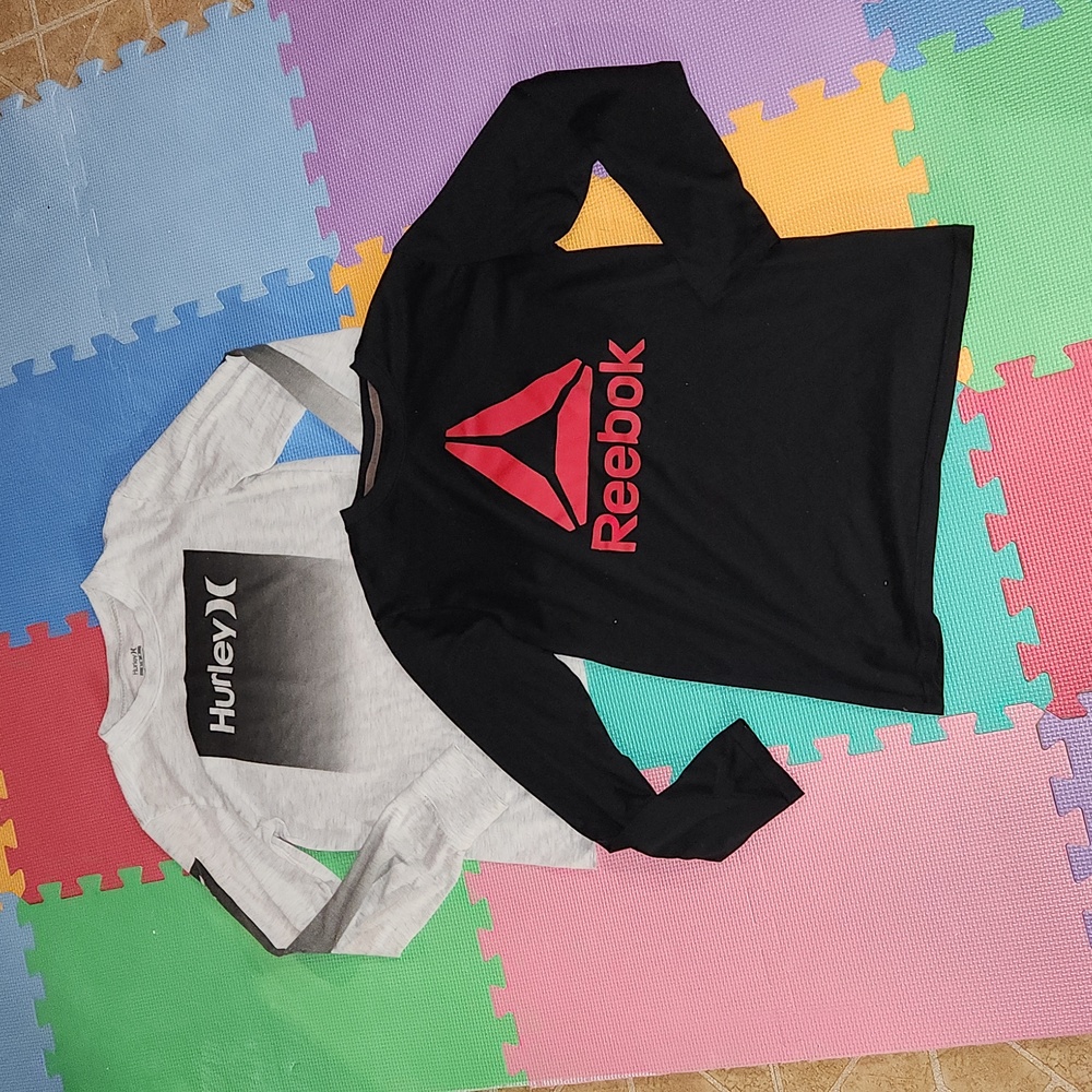 2 boys size large long sleeve shirts, like new